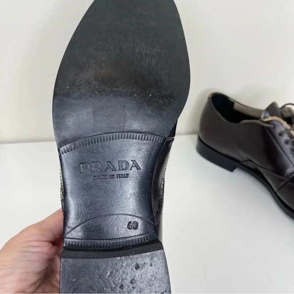 PRADA Mens Leather Oxford Brogue Shoes main image 9